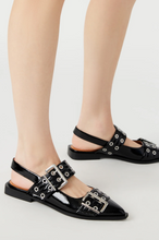 Load image into Gallery viewer, Pointy black sling back flats -Grillo

