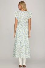 Load image into Gallery viewer, RUFFLE SLEEVE FLORAL WOVEN PRINT TIERED DRESS WITH POCKETS
