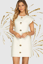 Load image into Gallery viewer, RESTOCK ! Allie- White DROP SLEEVE KNIT BUTTON DOWN MINI DRESS
