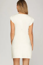 Load image into Gallery viewer, RESTOCK ! Allie- White DROP SLEEVE KNIT BUTTON DOWN MINI DRESS
