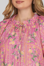 Load image into Gallery viewer, Pink floral printed ruffle detailed top
