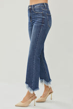 Load image into Gallery viewer, Restock RISEN Jeans- High Rise solid dark wash ankle length jeans with distressed hem RDP5599. #220
