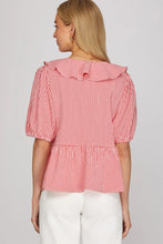 Load image into Gallery viewer, Red gingham print tie detail top
