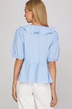 Load image into Gallery viewer, Baby blue gingham print tie detail top
