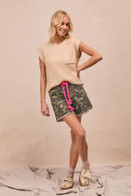 Load image into Gallery viewer, BRAIDED WAIST BELT PATCH POCKETS CAMOUFLAGE PRINT SHORTS
