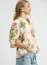 Load image into Gallery viewer, JENN- Umgee Limited edition cream mix printed V neck top #221
