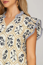 Load image into Gallery viewer, Woven embroidered flutter sleeve top
