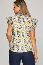 Load image into Gallery viewer, Woven embroidered flutter sleeve top
