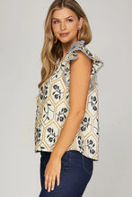 Load image into Gallery viewer, Woven embroidered flutter sleeve top
