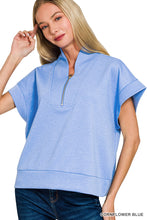 Load image into Gallery viewer, Cornflower scuba half zip up top
