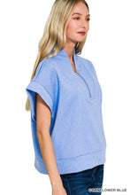 Load image into Gallery viewer, Cornflower scuba half zip up top
