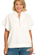 PLUS Ivory SCUBA HIGH NECK HALF ZIP