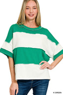 Chunky stripe kelly green boxy top