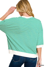 Load image into Gallery viewer, Kelly Green STRIPED CONTRAST TRIM RIB BANDED TOP
