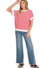 Load image into Gallery viewer, Ruby STRIPE CONTRAST TRIM RIB BANDED TOP (Copy)

