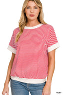 Ruby STRIPE CONTRAST TRIM RIB BANDED TOP (Copy)