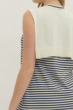 Load image into Gallery viewer, Striped knit scarf detail sleeveless mini dress
