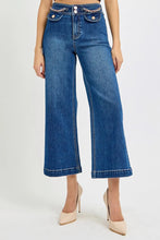 Load image into Gallery viewer, RISEN JEANS SALE -High Rise rose gold detailed cropped jeans
