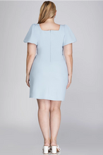 Load image into Gallery viewer, PLUS SUNNY- Powder Blue textured puff sleeve dress
