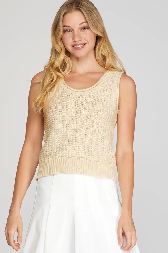 AVRIL- Vanilla crochet sleeveless sweater top