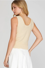 Load image into Gallery viewer, AVRIL- Vanilla crochet sleeveless sweater top
