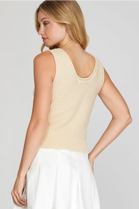 AVRIL- Vanilla crochet sleeveless sweater top