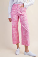 Pink animal print cropped trouser