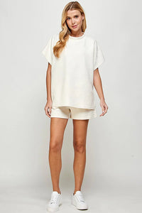 Madi Shorts- cream textured shorts