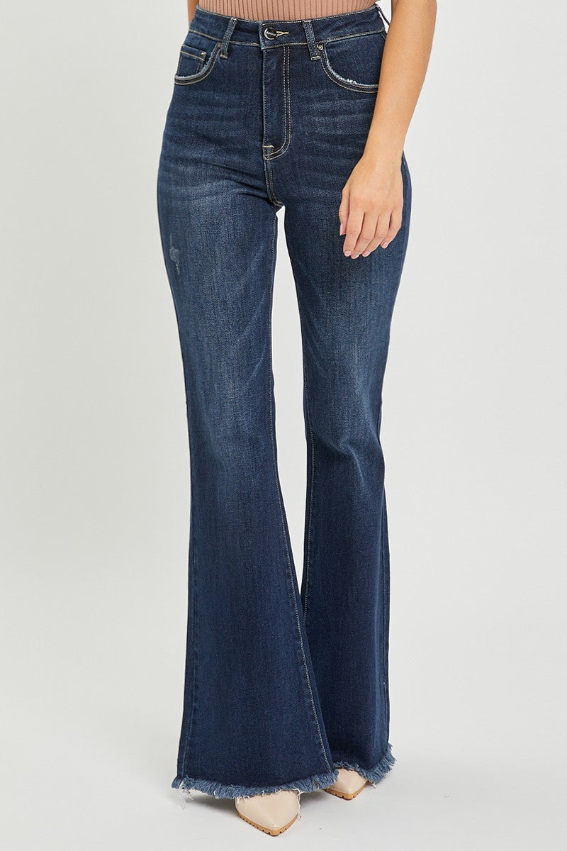 Women's Low-Rise Dark Wash Vintage Flare Jeans