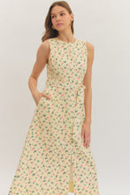 Load image into Gallery viewer, Buttery yellow mini floral denim dress
