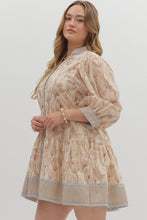 Load image into Gallery viewer, Plus FLORAL PATH-Ecru muted floral print ruffle hem dress
