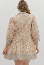 Load image into Gallery viewer, Plus FLORAL PATH-Ecru muted floral print ruffle hem dress
