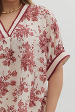 Load image into Gallery viewer, Plus Azaya- Burgundy botanical print oversized dolman sleeve top
