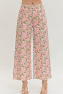 Pink floral print wide leg cropped Entro Jeans