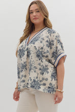Load image into Gallery viewer, Plus Azaya- Blue botanical print oversized dolman sleeve top
