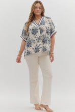 Load image into Gallery viewer, Plus Azaya- Blue botanical print oversized dolman sleeve top
