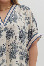 Load image into Gallery viewer, Plus Azaya- Blue botanical print oversized dolman sleeve top
