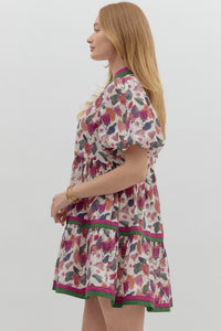 Paris- Multicolor floral print contrast hem dress