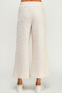 PLUS TIA- Oatmeal wide leg textured cropped pants