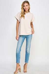 PLUS TIA- Oatmeal textured oversized tunic top