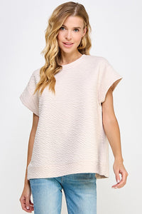 PLUS TIA- Oatmeal textured oversized tunic top