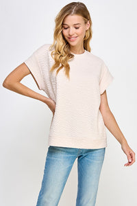 PLUS TIA- Oatmeal textured oversized tunic top