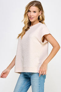 PLUS TIA- Oatmeal textured oversized tunic top