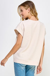 PLUS TIA- Oatmeal textured oversized tunic top