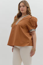 Load image into Gallery viewer, PLUS NALA - Camel animal print pipping detail top
