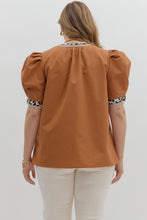 Load image into Gallery viewer, PLUS NALA - Camel animal print pipping detail top
