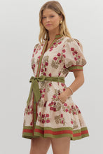 Load image into Gallery viewer, Floral Elegance- Floral pattern contrast hem button down dress
