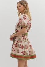 Load image into Gallery viewer, Floral Elegance- Floral pattern contrast hem button down dress
