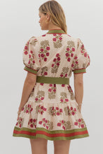 Load image into Gallery viewer, Floral Elegance- Floral pattern contrast hem button down dress
