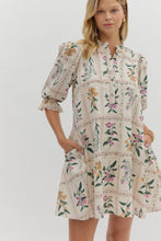 Load image into Gallery viewer, Florence- Ecru Floral panel elegant adjustable width dress
